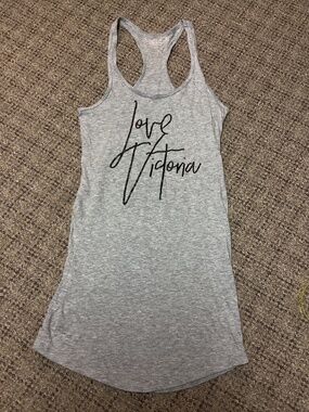 Victoria’s Secret Light Gray "Love Victoria " Racerback Tank Top Size XS